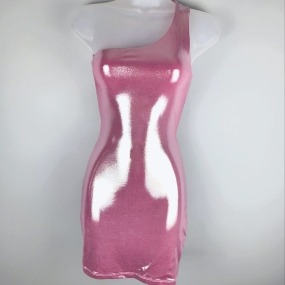 NWT Windsor Size M Pink Metallic Liquid Metal Mini Dress - Picture 1 of 10